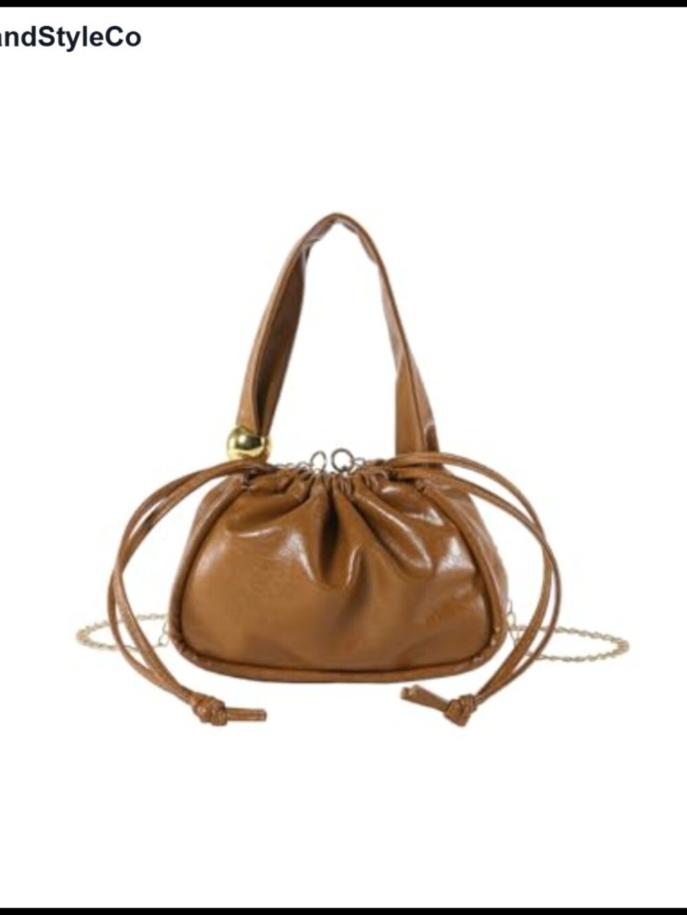 Women's Drawstring Bucket Tote Crossbody Handbag Faux Leather Purse